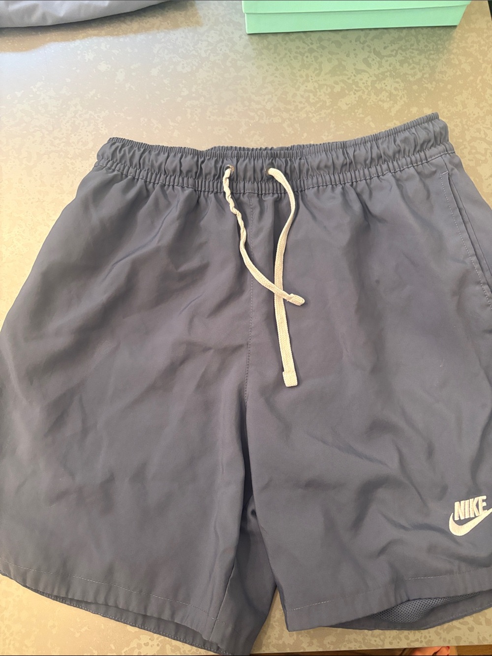 Nike Men's Athletic Shorts in Navy with White Drawstring
